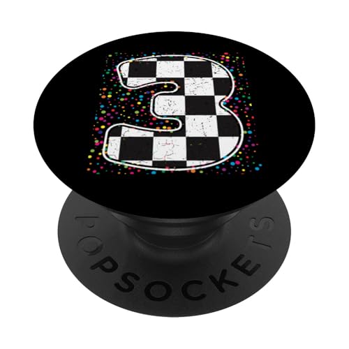 3. Geburtstag Shirt Rennauto Flagge Geburtstag Shirt LKW Flagge PopSockets Klebender PopGrip von Speedy Celebrations Little Car Racer Birthday Wear