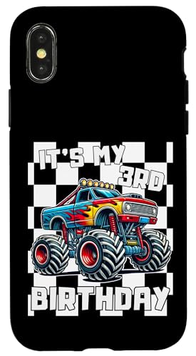 Hülle für iPhone X/XS 3. Geburtstag Shirt Rennauto Flagge Geburtstag Shirt LKW Flagge von Speedy Celebrations Little Car Racer Birthday Wear