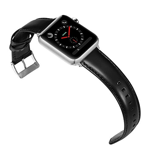 Speidel 42 mm Echtes Lederarmband mit Edelstahl-Adaptern und Schnalle für Smartwatch 38mm/40mm Black w/Silver Adapter von Speidel