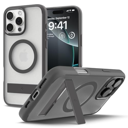 Spigen [All-in-One Ständer für iPhone 16 Pro Hülle Ultra Hybrid S MagFit für MagSafe [Verbesserte Magnestärke] Stoßfest Kratzfest Handyhülle Case -Frost Grey von Spigen