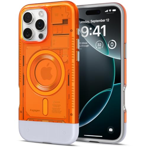 Spigen Classic C1 MagFit Hülle für iPhone 16 Pro Max, Kompatibel mit MagSafe Zubehör -Tangerine von Spigen