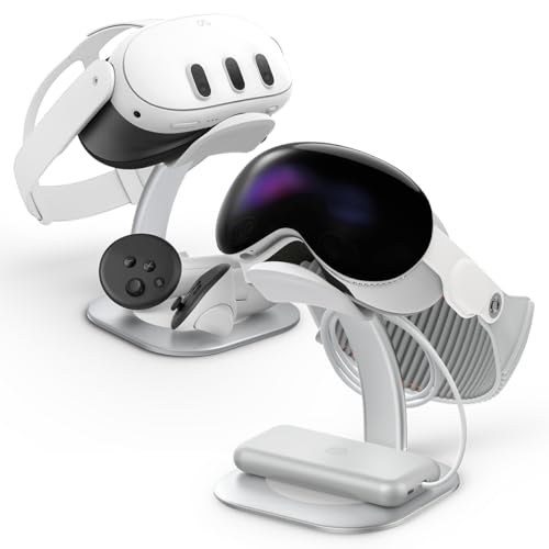 Spigen DR110 Ständer Entwickelt für Apple Visio Pro und Meta Quest 3 / Meta Quest 3S Universeller VR-Headset-Displayhalterung mit Anti Rutsch Silikonbasis - Silber von Spigen