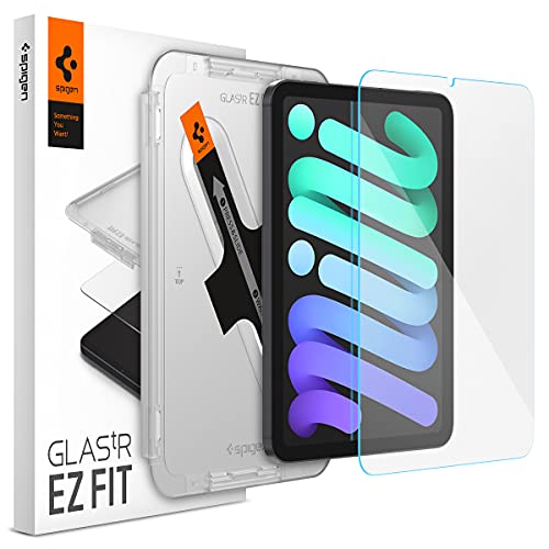 Spigen Glas.tR EZ Fit Schutzfolie kompatibel mit iPad Mini 6, 2021, 8.3 Zoll, Schablone für Installation, Kristallklar, Kratzfest, 9H Härte Folie von Spigen