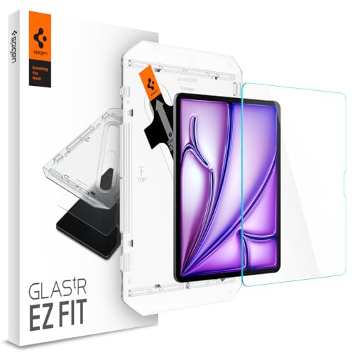 Spigen Glas.tR EZ Fit Schutzglas kompatibel mit iPad Air 13 Zoll M2 (2024), 1. Generation, Installationsschablone, Kristallklar, 9H Folie von Spigen