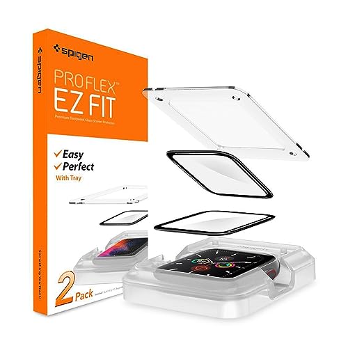 Spigen Kompatibel mit Apple Watch Serie 8/7/6/SE/SE2/5/4 (44mm) Displayschutz Easy Install Pro Flex EZ Fit (2 Stück) - AFL01220 von Spigen