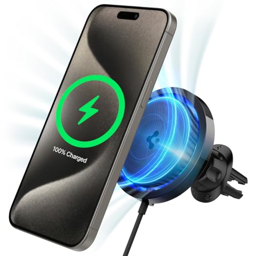 Spigen OneTap Pro 3 Cryomax Magsafe Autohalterung mit Ladefunktion, Kompatibel mit iPhone 16 15 14 13 12, Schnellladung Wireless Car Charger, Kfz Lüftung Handyhalterung Spigen OneTap Pro 3 Cryomax Magsafe Autohalterung mit Ladefunktion, Kompatibel mit iPhone 16 15 14 13 12, Schnellladung Wireless Car Charger, Kfz Lüftung Handyhalterung von Spigen