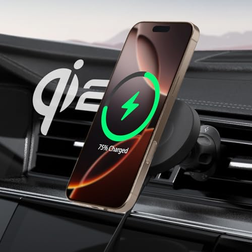 Spigen OneTap Pro 4 Qi2 15W MagSafe Autohalterung mit Ladefunktion【Qi2 Zertifiziert & Lüftungsclip】 Ladegerät, Schellladen, Auto Handyhalterung für iPhone 16, 15, 14, 13, 12 Pro Max Plus Mini Spigen OneTap Pro 4 Qi2 15W MagSafe Autohalterung mit Ladefunktion【Qi2 Zertifiziert & Lüftungsclip】 Ladegerät, Schellladen, Auto Handyhalterung für iPhone 16, 15, 14, 13, 12 Pro Max Plus Mini von Spigen