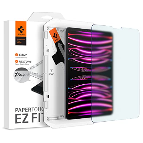 Spigen PaperTouch EZ Fit kompatibel mit Schutzfolie kompatibel mit iPad Pro 12.9 Zoll M2 (2022), iPad Pro 12.9 Zoll (2021), Papier Textur, Matt, 9H Härte von Spigen