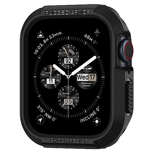 Spigen Rugged Armor Hülle Kompatibel mit Apple Watch Serie 9/8/7(45mm) 6/5/SE(44mm) - Schwarz von Spigen