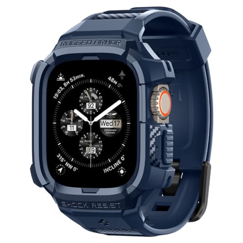 Spigen Rugged Armor Pro Hülle mit Armband Kompatibel mit Apple Watch Ultra 2 (2023) / Ultra (2022) 49mm - Marine Blau von Spigen