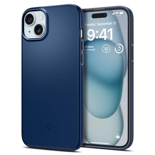 Spigen Thin Fit Hülle Kompatibel mit iPhone 15 -Navy Blue von Spigen