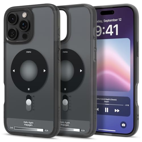 Spigen für iPhone 16 Pro Hülle [Anti-Yellowing] Ultra Hybrid MagFit Case Handyhülle Transparent Dünn Slim Kompatibel mit MagSafe -Classic Black von Spigen