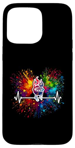 Hülle für iPhone 15 Pro Max Griller Heartbeat Colorful Splash BBQ-Liebhaber von Splash Heartbeat Bbq Lover Gift