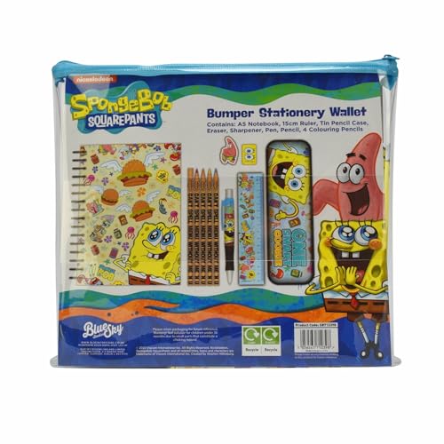 ThumbsUP Spongebob Schwammkopf Schreibset, 11-teiliges Schreibset mit Stiften, Radierern, Lineal & Co., Ideale Geschenkidee für alle Spongebob Fans von Blue Sky Studios