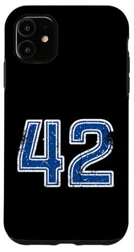 Hülle für iPhone 11 Vintage -Nummer #42 Sport Blue Varsity -Nummer von Sportlegende