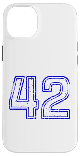 Hülle für iPhone 14 Plus Vintage -Nummer #42 Sport Blue Varsity -Nummer von Sportlegende