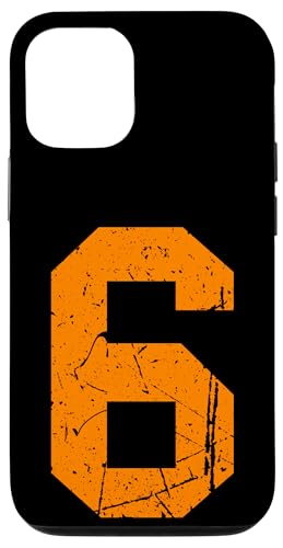 Hülle für iPhone 13 Pro Nummer #6 Orange Vintage Sport Uni-Nummer von Sportlegenden