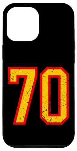 Hülle für iPhone 15 Plus Vintage Nummer #70 Rot Gelb Sport Varsity Nummer 70 von Sportlegenden