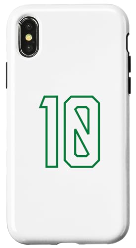 Hülle für iPhone X/XS Nummer #10 Sport Weiß Grün Uni-Nummer von Sportlegenden