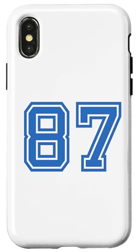 Hülle für iPhone X/XS Retro Nummer #87 Sportblaue Nummer von Sportlegenden