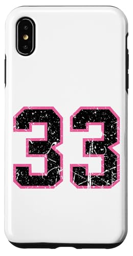 Hülle für iPhone XS Max Vintage-Nummer #33 Sport Pink Black Uni-Nummer von Sportlegenden