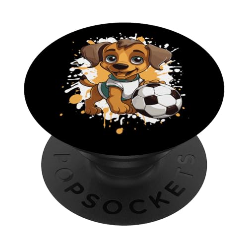 Dackel-Hund spielt Fußball | Comic Soccer Team PopSockets mit austauschbarem PopGrip von Sports And Dogs Fun Mood Inc