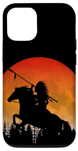 Hülle für iPhone 14 Pro Indianer zu Pferd Silhouette von Bäumen und Mond von Sports Camping Hiking Outdoor Adventures