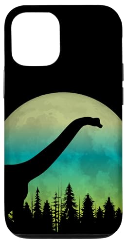 Hülle für iPhone 15 Brachiosaurus Mond Silhouette von Veggie Dinosaurier in Bäumen von Sports Camping Hiking Outdoor Adventures