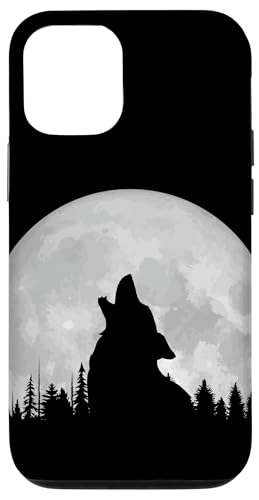 Hülle für iPhone 15 Silhouette von Bäumen und Wolf, die im Wald auf dem Mond heulen von Sports Camping Hiking Outdoor Adventures