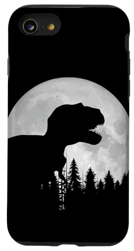 Hülle für iPhone SE (2020) / 7 / 8 Tyrannosaurus Mond Silhouette von T-Rex Dinosaurier in Bäumen von Sports Camping Hiking Outdoor Adventures