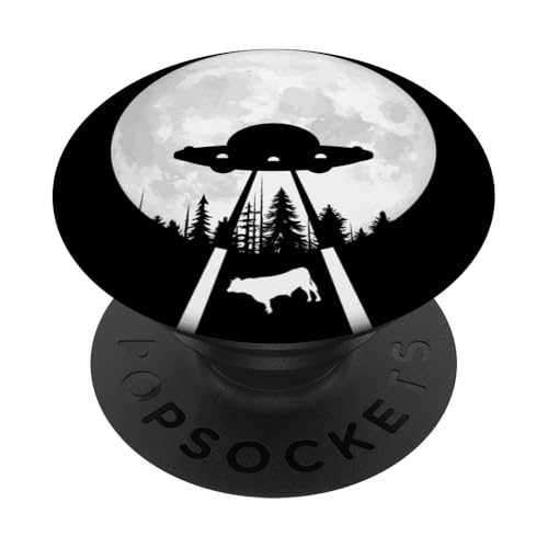 Mond und Bäume Silhouette Raumschiff Alien Entführung der Kuh PopSockets mit austauschbarem PopGrip von Sports Camping Hiking Outdoor Adventures