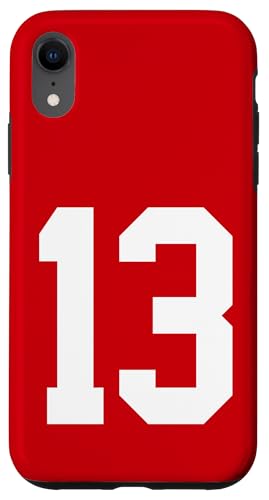 Hülle für iPhone XR Nummer 13 College Sports Style in Weiß von Sports Numbers Store