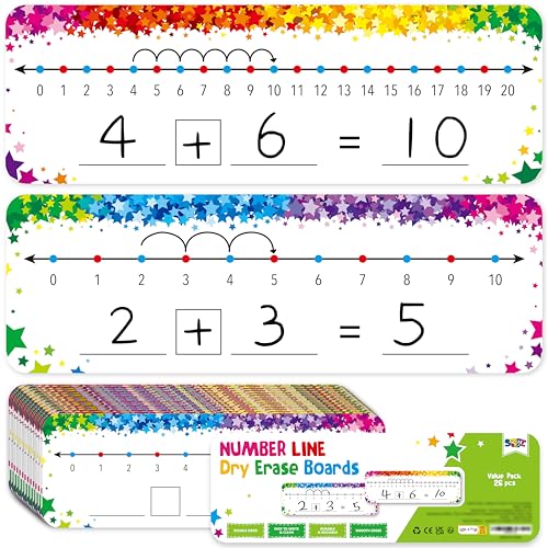 26 STK Zahlenreihen Whiteboards zum Abwischen, Beschreibbare und Abwischbare Doppelseitige Tafel - 0-10 auf einer Seite & 0-20 auf der anderen Seite Mathematik Whiteboard für Klassenzimmer und Zuhause von SpriteGru