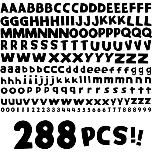 288 Stück Alphabet Kombi-Set, Pinnwand Alphabet mit 78 Stück Großbuchstaben, 78 Stück Kleinbuchstaben, 132 Stück 0-9 Zahlen und Satzzeichen, Tafel-Klassenzimmer-Buchstaben für die Heimdekor von SpriteGru