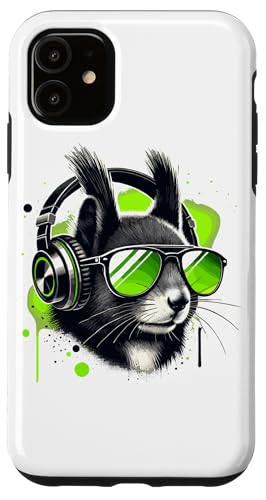 Hülle für iPhone 11 Radioaktiv Kopfhörer Sonnenbrille Eichhörnchen von Squirrel Lover Gifts