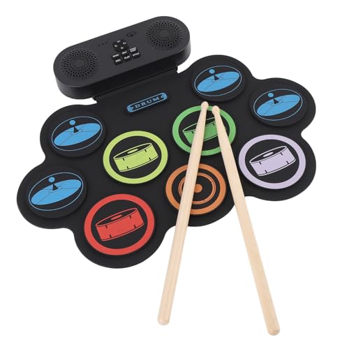 Roll-Up-Übungs-Drum-Pad für Kinder, Elektronisches Schlagzeug-Set mit Zwei Lautsprechern, 3,5-mm-Kopfhöreranschluss, Bluetooth, MIDI, Tragbares Roll-Up-Übungs-Drum-Pad-Kit für von Srliya