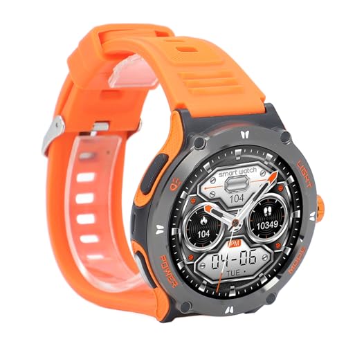 Srliya Smartwatch für Männer und Frauen, 1,53 Zoll Touchscreen, Wasserabweisend, Bluetooth-Anruf, Fitness-Tracker-Uhr mit LED-Licht und Kompass für Outdoor-Sportarten (Orange) von Srliya