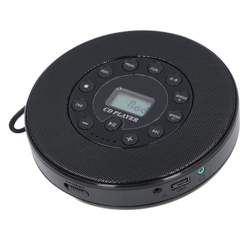 Tragbarer CD-Player Bluetooth mit Lautsprecher, Anti-Sprung-CD-Player für das Auto, MP3-Kompatibilität, Unterstützt auf USB, Integriertes Mikrofon (Schwarz) von Srliya