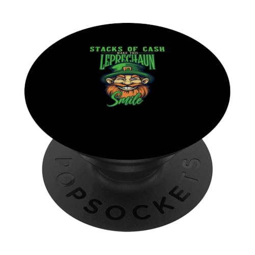 St. Patricks Day Stacks of Cash Leprechaun Smile PopSockets Klebender PopGrip von St Patricks Day Gifts & St Paddys Day Gifts