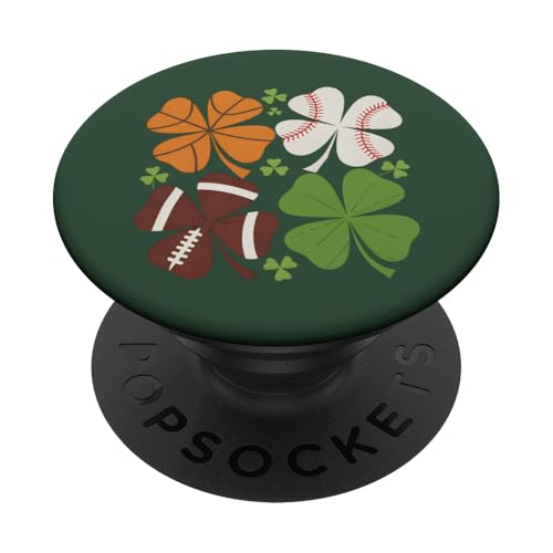 Kleeblatt Basketball Baseball Fußball St. Patrick's Day Lucky PopSockets Klebender PopGrip von St Patricks Day Shamrock Basketball Baseball Lucky