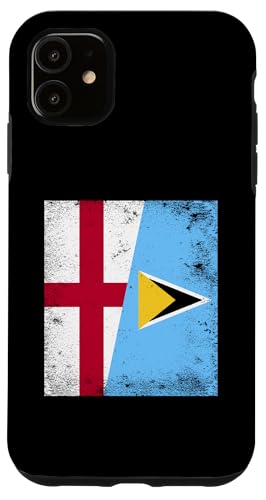 Hülle für iPhone 11 England St. Lucia halbe Flagge English Lucian Pride von St. Lucia Flag Design Proud Saint Lucia Roots