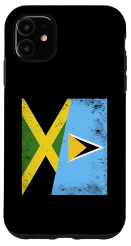 Hülle für iPhone 11 Jamaika St. Lucia halbe Flagge Jamaikanischer Lucian Pride von St. Lucia Flag Design Proud Saint Lucia Roots