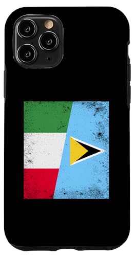 Hülle für iPhone 11 Pro Italien St. Lucia halbe Flagge Italienischer Lucian Pride von St. Lucia Flag Design Proud Saint Lucia Roots