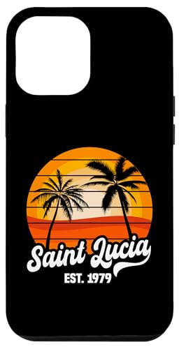 Hülle für iPhone 12 Pro Max Saint Lucia Est. 1979 Retro St. Lucian Beach Palme von St. Lucia Flag Design Proud Saint Lucia Roots