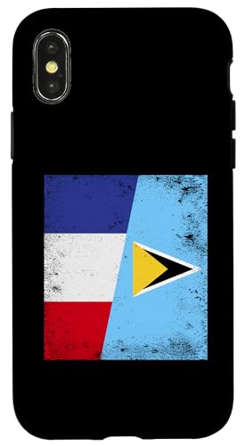 Hülle für iPhone X/XS Frankreich, St. Lucia, halbe Flagge, französischer Luzianischer Stolz von St. Lucia Flag Design Proud Saint Lucia Roots