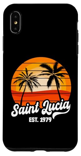 Hülle für iPhone XS Max Saint Lucia Est. 1979 Retro St. Lucian Beach Palme von St. Lucia Flag Design Proud Saint Lucia Roots