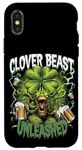 St. Patrick's Day Clover Beast hat den verrückten St. Patrick entfesselt Hülle für iPhone X/XS von St. Paddy's Day Shamrock Green Irish Pride Tees