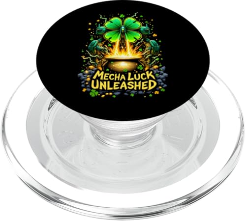 St. Patrick's Day Mecha Luck entfesselte Crazy Saint Patrick PopSockets PopGrip für MagSafe von St. Paddy's Day Shamrock Green Irish Pride Tees