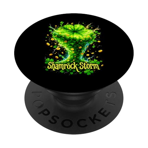 St. Patrick's Day Tornado Kleeblatt Sturm Crazy Saint Patrick PopSockets Klebender PopGrip von St. Paddy's Day Shamrock Green Irish Pride Tees