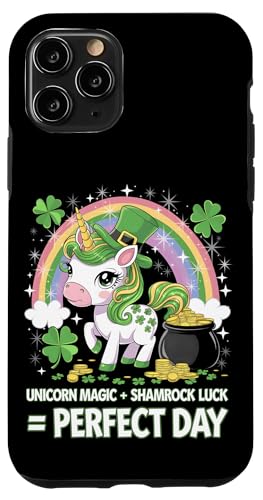 Niedliches St. Patrick's Day Einhorn Magisches Kleeblatt Glück Mädchen Hülle für iPhone 11 Pro von St. Paddys Day Shamrock Animal Lover Children Tees